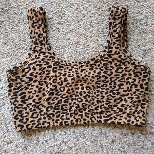 ARQ leopard print wide strap bra
